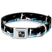 Dog Bone Seatbelt Buckle Collar - SUP w/Dog Black/Blues/White
