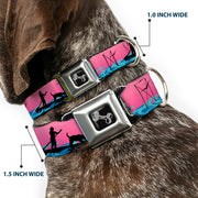 Dog Bone Seatbelt Buckle Collar - SUP w/Dog Pink/Blues/Black