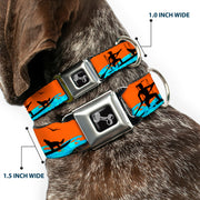 Dog Bone Seatbelt Buckle Collar - SUP w/Dog Neon Orange/Blues/Black