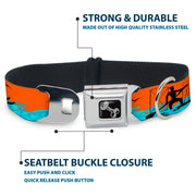 Dog Bone Seatbelt Buckle Collar - SUP w/Dog Neon Orange/Blues/Black