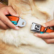 Dog Bone Seatbelt Buckle Collar - SUP w/Dog Neon Orange/Blues/Black