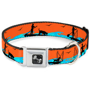 Dog Bone Seatbelt Buckle Collar - SUP w/Dog Neon Orange/Blues/Black
