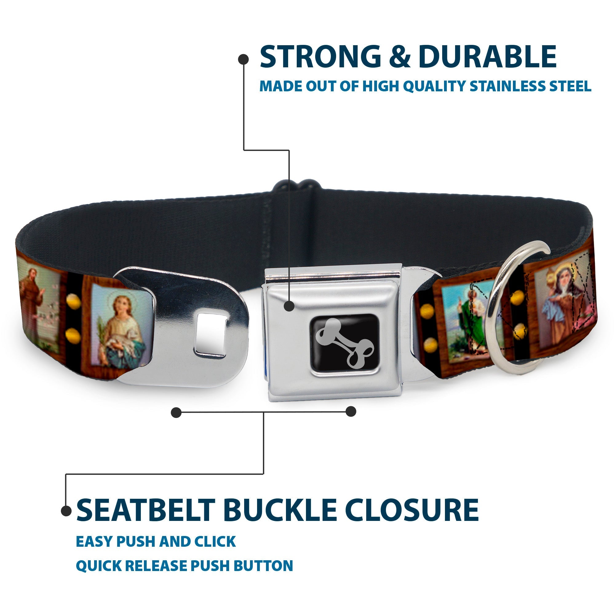 Dog Bone Seatbelt Buckle Collar - Saint Blocks