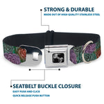Dog Bone Seatbelt Buckle Collar - Succulents Stacked Green/Pink/Orange