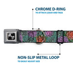 Dog Bone Seatbelt Buckle Collar - Succulents Stacked Green/Pink/Orange