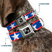 Dog Bone Seatbelt Buckle Collar - Stars/Stripes Red/Blue/White