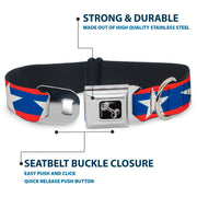 Dog Bone Seatbelt Buckle Collar - Stars/Stripes Red/Blue/White