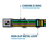 Dog Bone Seatbelt Buckle Collar - Stripe Blocks Black/Multi Pastel