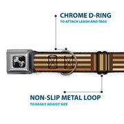 Dog Bone Seatbelt Buckle Collar - Stripe Blocks Browns