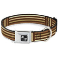 Load image into Gallery viewer, Dog Bone Seatbelt Buckle Collar - Stripe Blocks Browns
