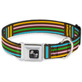 Load image into Gallery viewer, Dog Bone Seatbelt Buckle Collar - Stripe Blocks Brown/Multi Pastel
