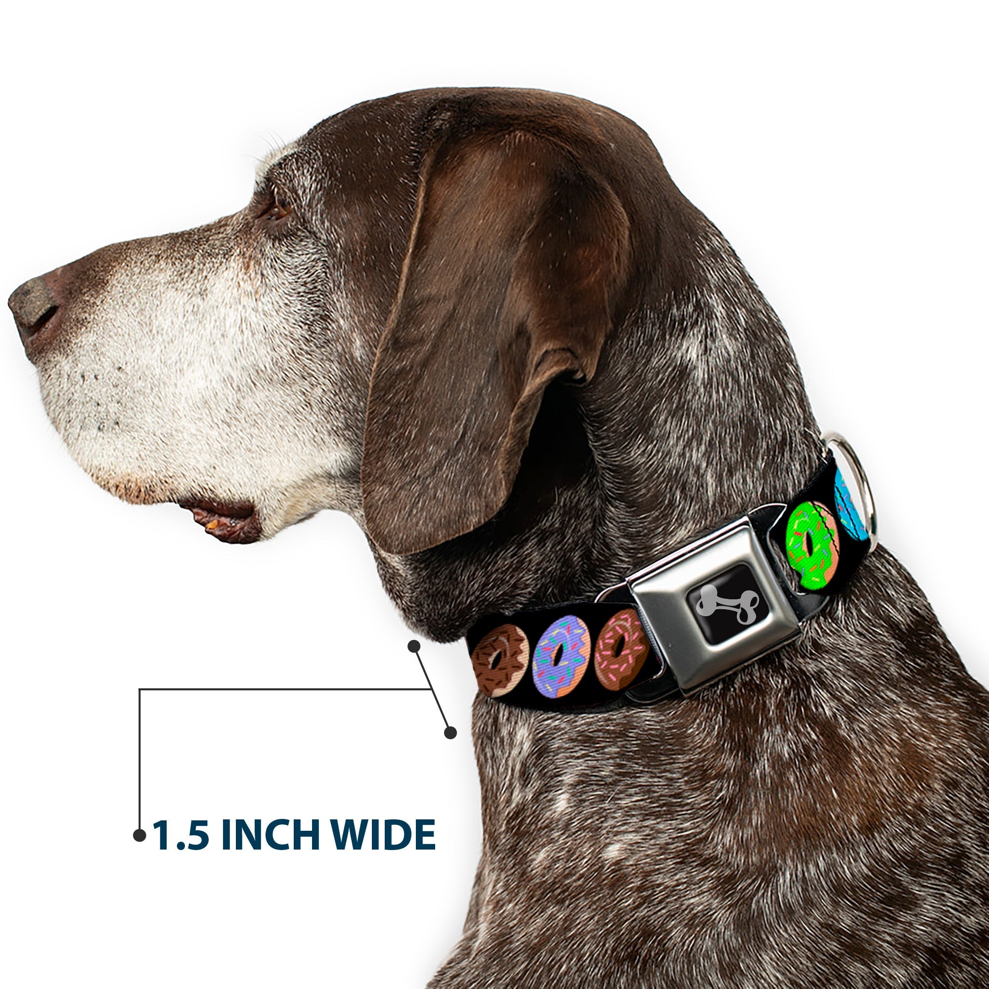 Dog Bone Seatbelt Buckle Collar - Sprinkle Donuts Black/Multi Color