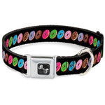 Dog Bone Seatbelt Buckle Collar - Sprinkle Donuts Black/Multi Color