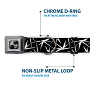 Dog Bone Seatbelt Buckle Collar - Spikes Scattered Black/White
