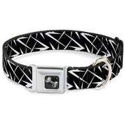 Dog Bone Seatbelt Buckle Collar - Spikes Scattered Black/White