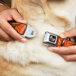 Dog Bone Seatbelt Buckle Collar - Spikes Scattered2 Orange/Brown