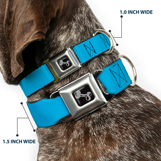 Dog Bone Seatbelt Buckle Collar - Solid Water Blue