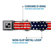 Dog Bone Seatbelt Buckle Collar - Stars & Stripes Painting