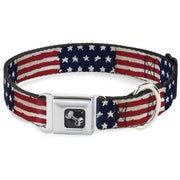 Dog Bone Seatbelt Buckle Collar - Stars & Stripes Painting