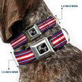 Load image into Gallery viewer, Dog Bone Seatbelt Buckle Collar - Striped Blue/Red/White
