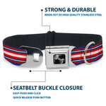 Dog Bone Seatbelt Buckle Collar - Striped Blue/Red/White