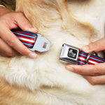 Dog Bone Seatbelt Buckle Collar - Striped Blue/Red/White