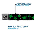Load image into Gallery viewer, Dog Bone Seatbelt Buckle Collar - Stars Scattered Black/Green
