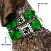 Dog Bone Seatbelt Buckle Collar - St. Pat's Stacked Shamrocks Greens