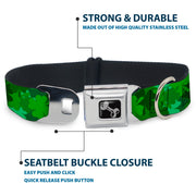 Dog Bone Seatbelt Buckle Collar - St. Pat's Stacked Shamrocks Greens