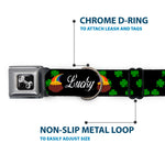 Dog Bone Seatbelt Buckle Collar - St. Pat's LUCKY Pot of Gold/Shamrocks Scattered Black/Green/White