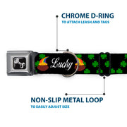 Dog Bone Seatbelt Buckle Collar - St. Pat's LUCKY Pot of Gold/Shamrocks Scattered Black/Green/White