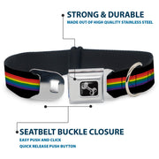 Dog Bone Seatbelt Buckle Collar - Stripe Black/Rainbow