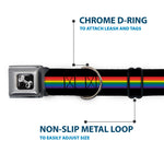 Dog Bone Seatbelt Buckle Collar - Stripe Black/Rainbow