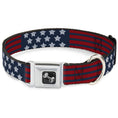 Load image into Gallery viewer, Dog Bone Seatbelt Buckle Collar - Stars & Stripes2 Blue/White/Red
