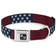 Dog Bone Seatbelt Buckle Collar - Stars & Stripes2 Blue/White/Red