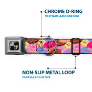 Dog Bone Seatbelt Buckle Collar - Sprinkle Donuts Stacked Multi Color