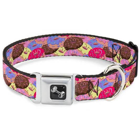 Dog Bone Seatbelt Buckle Collar - Sprinkle Donuts Stacked Multi Color
