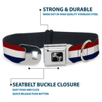 Dog Bone Seatbelt Buckle Collar - Stripes Red/White/Blue
