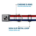 Load image into Gallery viewer, Dog Bone Seatbelt Buckle Collar - Stripes Red/White/Blue
