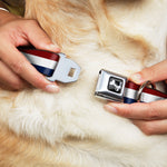 Dog Bone Seatbelt Buckle Collar - Stripes Red/White/Blue