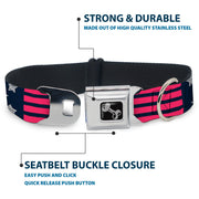 Dog Bone Seatbelt Buckle Collar - Stars & Stripes2 Blue/White/Pink
