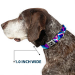 Dog Bone Seatbelt Buckle Collar - Squares Stacked Blues/Pinks/Purples