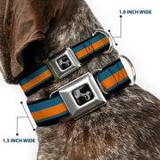 Dog Bone Black/Silver Seatbelt Buckle Collar - Stripes Black/Steel Blue/Orange
