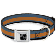 Dog Bone Black/Silver Seatbelt Buckle Collar - Stripes Black/Steel Blue/Orange