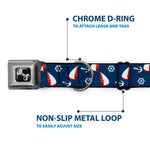 Dog Bone Black/Silver Seatbelt Buckle Collar - Sailboat/Anchor/Helm Scattered Navy/White/Red