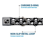 Dog Bone Black/Silver Seatbelt Buckle Collar - Skull & Cross Bones Staggered Black/White