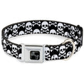 Load image into Gallery viewer, Dog Bone Black/Silver Seatbelt Buckle Collar - Skull & Cross Bones Staggered Black/White
