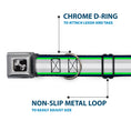 Load image into Gallery viewer, Dog Bone Black/Silver Seatbelt Buckle Collar - Stripes Navy/Neon Green/Silver/White

