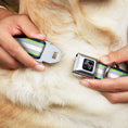 Load image into Gallery viewer, Dog Bone Black/Silver Seatbelt Buckle Collar - Stripes Navy/Neon Green/Silver/White
