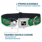 Dog Bone Seatbelt Buckle Collar - Celtic Knot2 Greens/Black/White